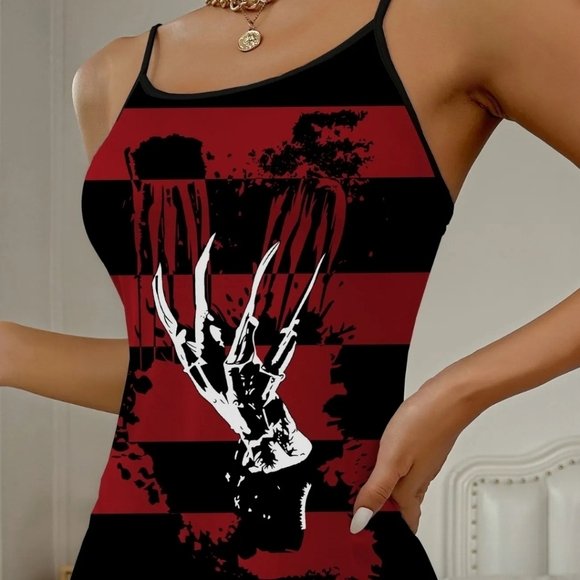 MD - A Nightmare On Elm Street Freddy Krueger Sleep Slip Dress - Picture 5 of 10
